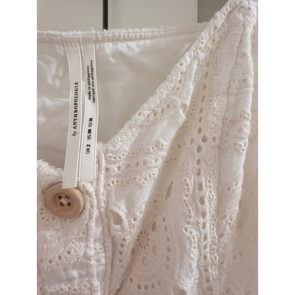 Anthropologie Eyelet Button-Front Midi Dress in White - Picture 2 of 3